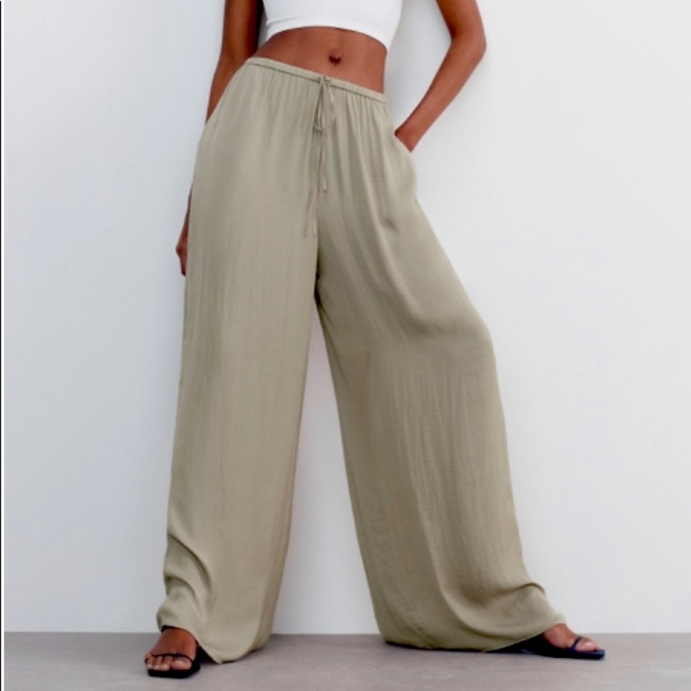 New With Tags Zara Satin Palazzo Pants